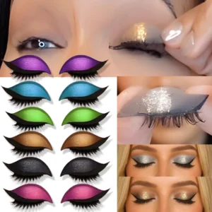 Reusable 1 Pair Lazy Eye Shadow Eyelash Patch 2-In-1 Eye Makeup Sticker With False Lashes & Shadow Waterproof Cosmetic Tools