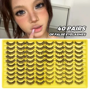 DINGSEN 40 pairs Volume Strip Lashes Faux Mink False Eyelashes Kit Cosmetics Soft Fake Volume Eyelash Extensions Wholesale